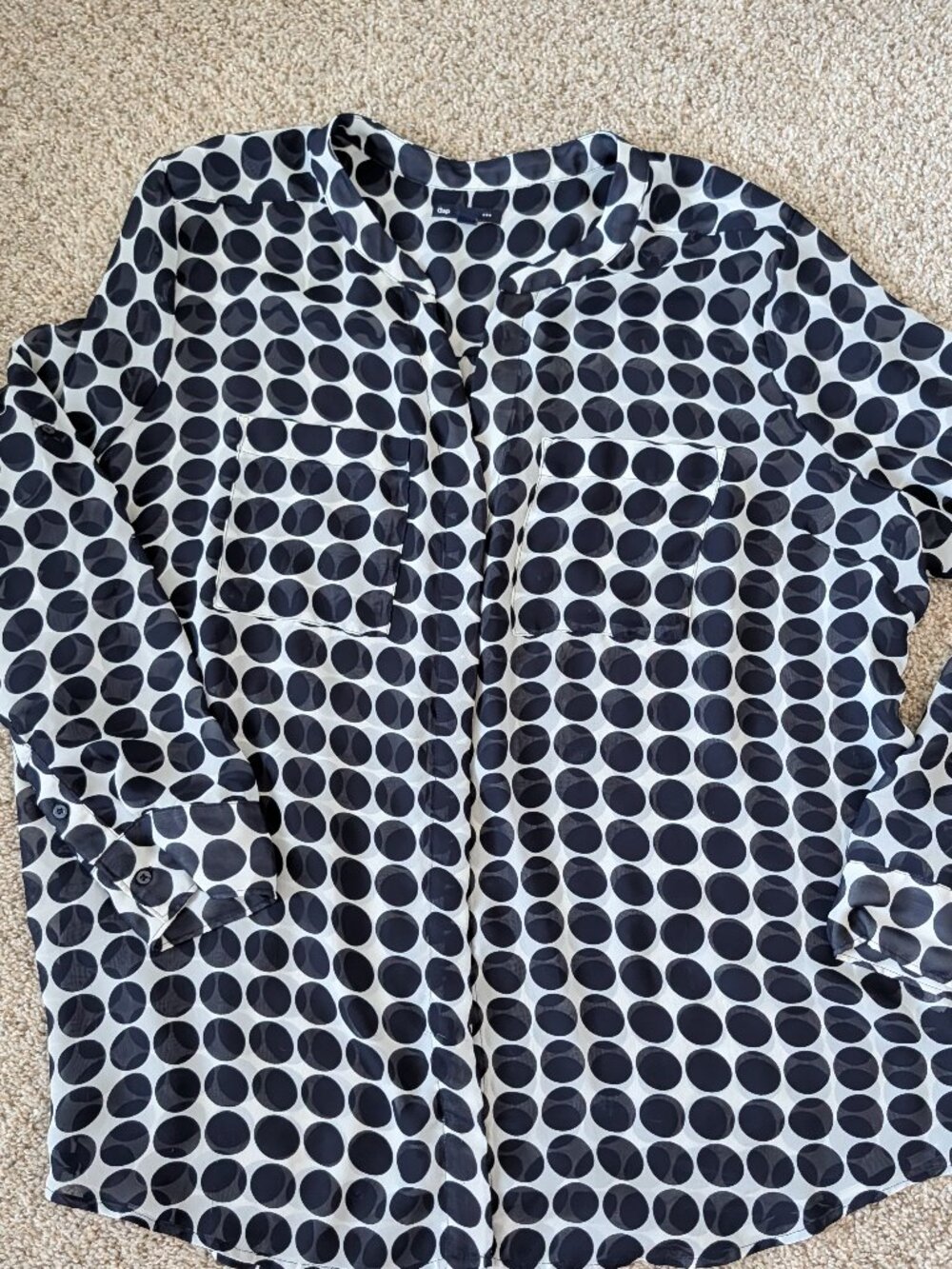 sheer navy/white GAP blouse, XXL